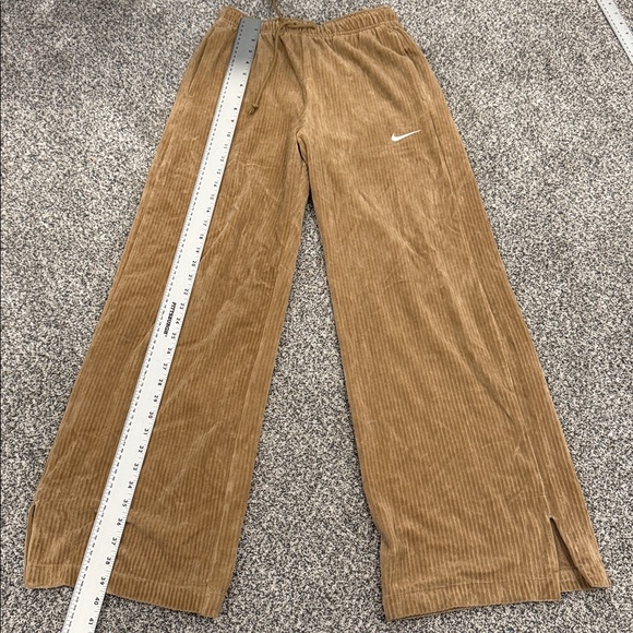 Nike Tan Wide Leg Activewear Loungewear Sporty Ribbed Cotton Blend Fabric Size S - Picture 12 of 14